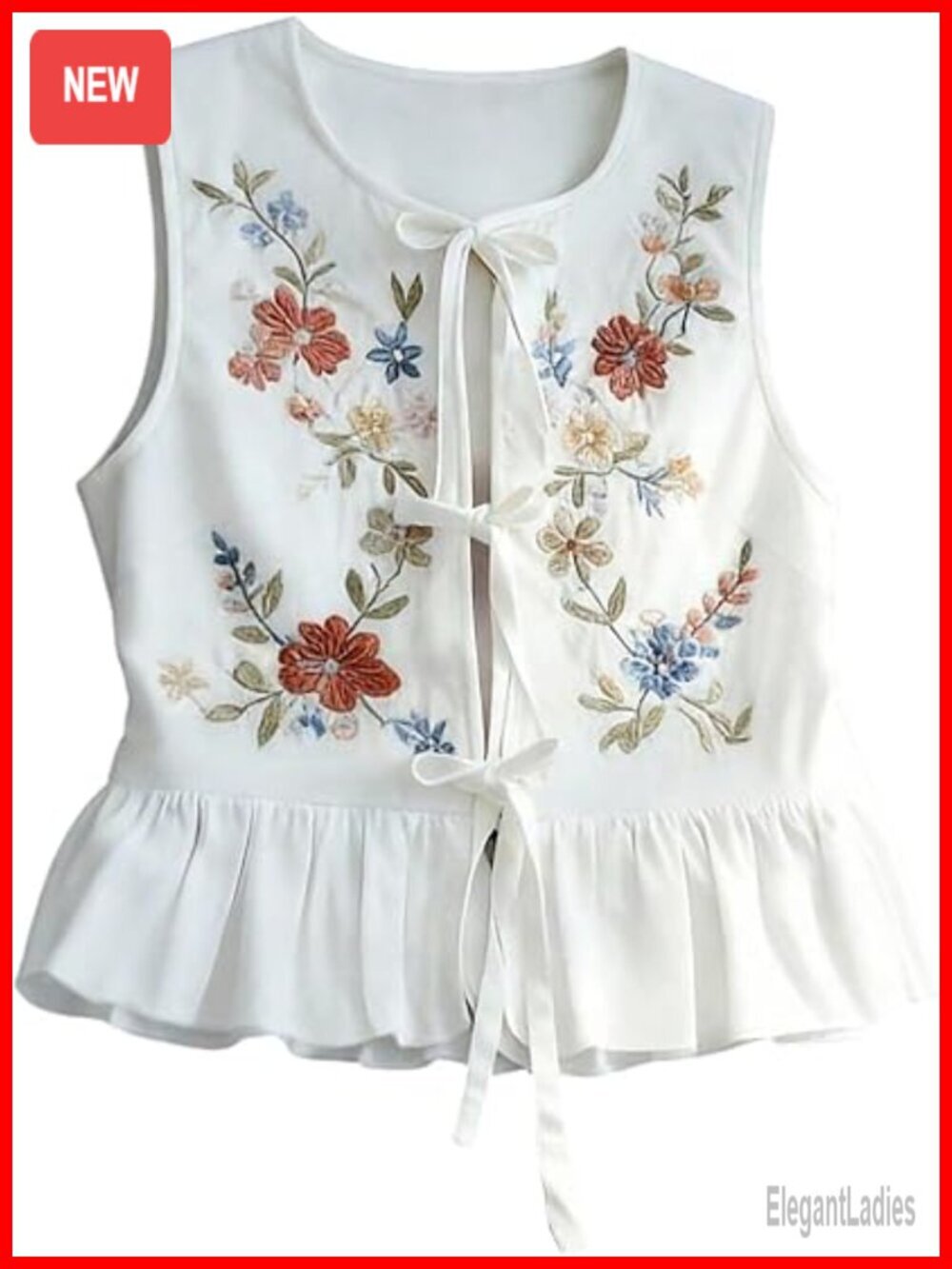 Floral Print Peplum Tank Top Bow Tie Front Ruffle Babydoll Summer Top